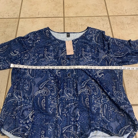 Emery Rose Blue Paisley Print Blouse Top 5XL NWT - Picture 3 of 7